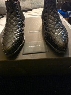 Dolce & Gabbana Quilted Patent Leather Boots - Black